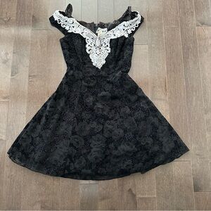Vintage 90's Zum Zum Floral Velvet‎ Burnout Dress Whimsigoth Lace Sparkle 5/6